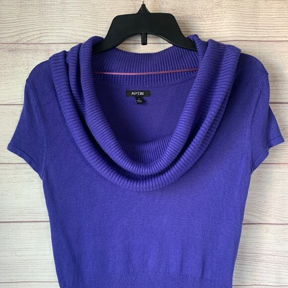 Apt. 9 Purple Cowl Neck Sweater Short Sleeves Fitted Size XS - Picture 3 of 16